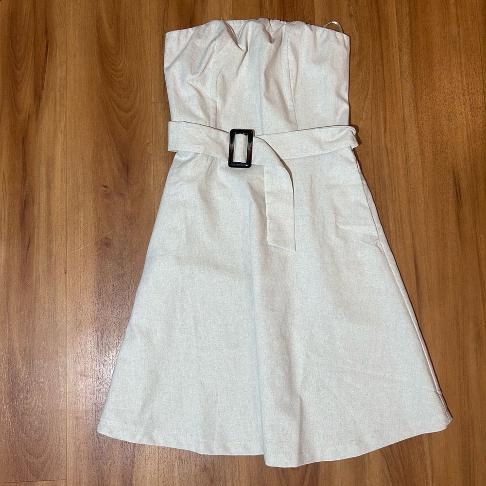Monteau Cream Strapless Sundress‎ for Wedding Guest